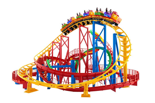 Colorful Funky Roller Coaster On Transparent Background