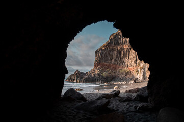 cliff view beach from holecave