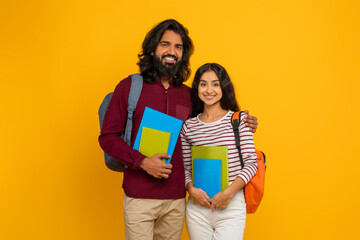 Photo of attractive funny best friends starting college education