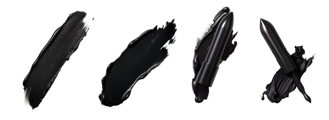black ink lipstick isolated on a transparent PNG background, white background , Generative Ai