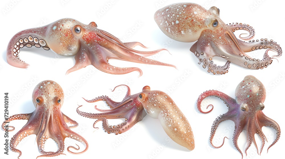 Wall mural Set of Squid