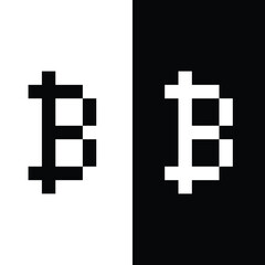 Obraz premium pixel art Bitcoin vector icon golden coin pixel element for 8 bit game