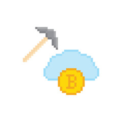 Bitcoin mining  icon 8 bit, pixel art  cryptocurrency icon