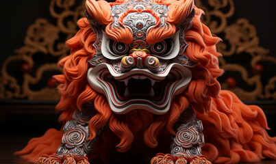 Fototapeta premium Baron or Lion Dance, studio shot
