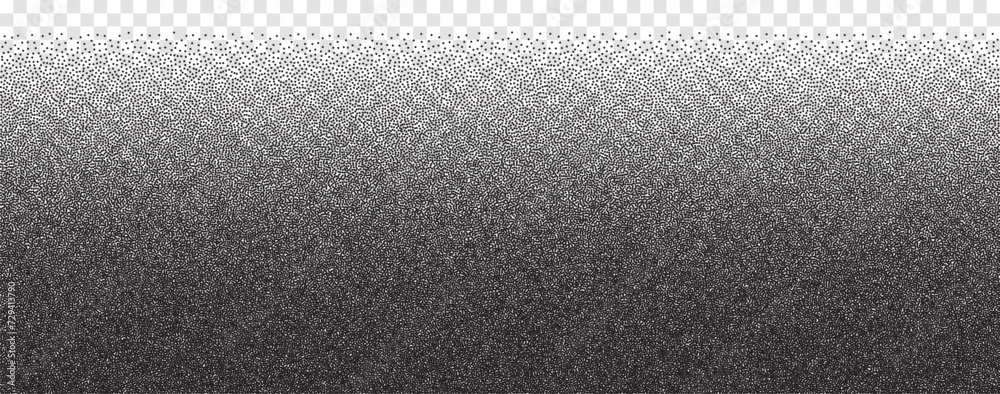 Poster Noise gradient on transparent background for concept design. Texture vector. Black graphic. Vintage dirty element. Rough, grain dots