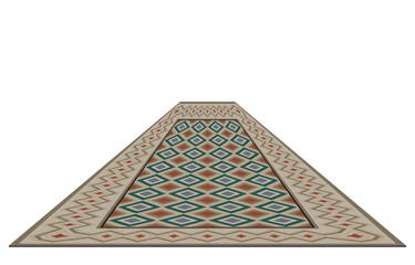 Carpets are laid on the floor in a long, deep direction for placing decorative items in the...