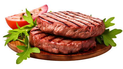 Beef steak on a cutting board isolated, transparent PNG Background