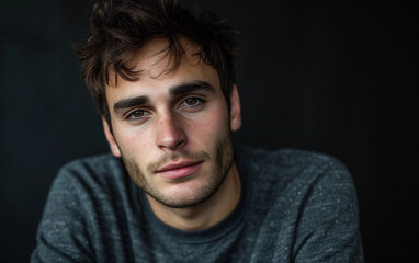 Fototapeta premium Close Up of a Person Wearing a Gray Shirt