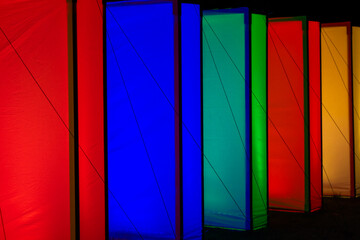 colorful glowing rectangular shapes in the night
