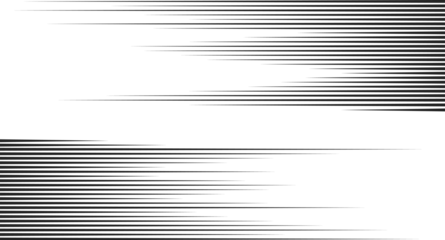 Tuinposter Trendy dynamic horizontal speed lines background. Anime style line backdrop. Comics book frame speed lines. Monochrome manga super hero force movement layout. Simple geometric horizontal stripes. © AJ Vector World