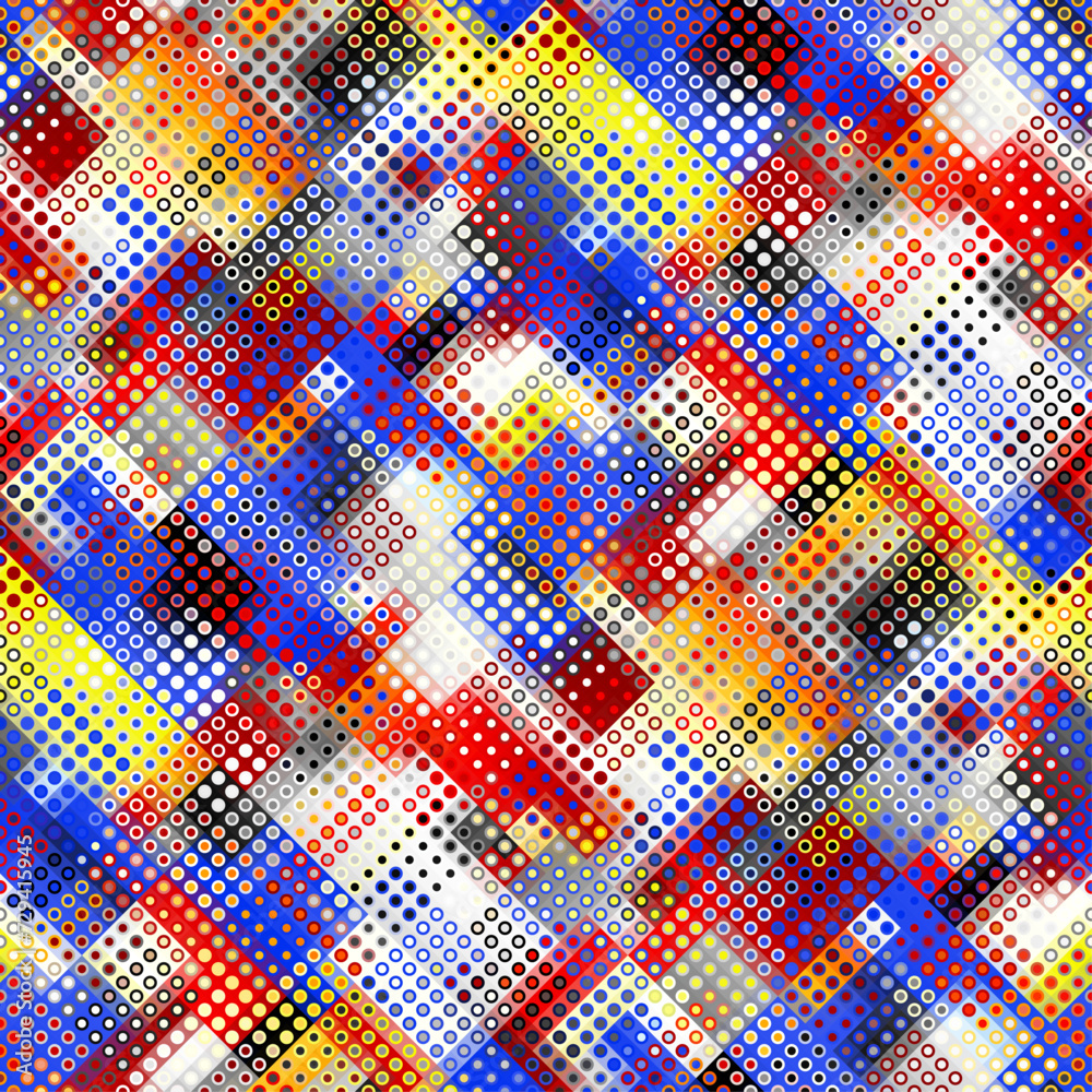 Poster Seamless geometric vector pattern. Dots overlay style. Abstract background pixel art texture