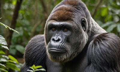 Fototapeta premium Primate Majesty: Unveiling the Power and Grace of a Savannah Sanctuary