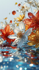 Fototapeta premium Fluttering petals，Petals in crystal texture