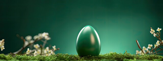 flatlay of easter egg on the green background