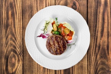 Grilled Steak tasty Filet with Vegetables on plate