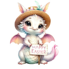 Watercolor cute dragon illustration. easter day
Baby dragon PNG