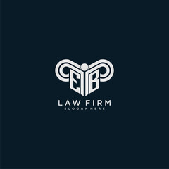 EB initial monogram logo lawfirm with pillar design