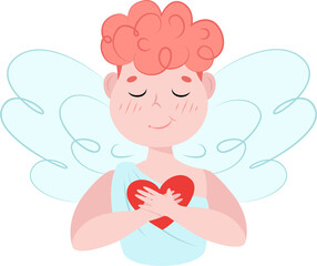 angel with heart, valentine, card, heart, cupid, cupid with bow and arrow, cupid with bow 