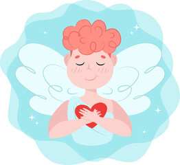 angel with heart, valentine, card, heart, cupid, cupid with bow and arrow, cupid with bow 