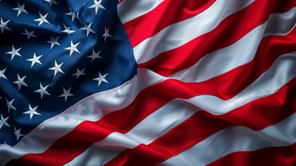 American flag draped elegantly, symbolizing freedom and Independence Day, close-up view