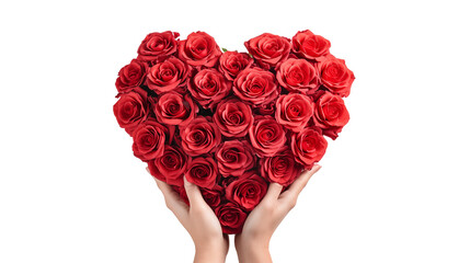 Heart of red roses. Bouquet of red roses in heart shape.