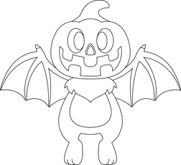 Bat Halloween Pumpkin Animal Vector Graphic Art Illustration