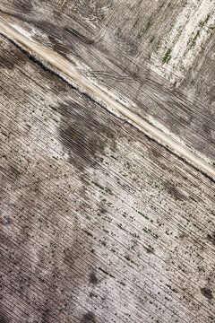 Aerial views of tailings from brown coal strip mine. Welzow, Germany