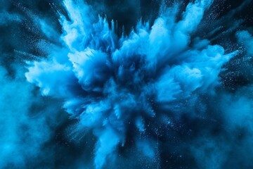 Dazzling cyan blue powder explosion Creating a dynamic and vivid burst Ideal for festival celebrations Vibrant design concepts Or as an energetic background
