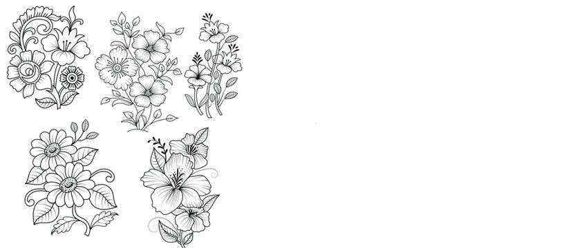 Vector flower vector art, graphics flowers icons set. vintage illustration flower clipart, vector flowers flat style artwork design [Converted] [Converted]