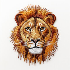 Lion head in embroidery style.