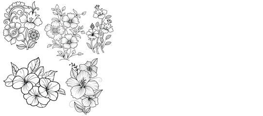 Vector flower vector art, graphics flowers icons set. vintage illustration flower clipart, vector flowers flat style artwork design [Converted] [Converted]
