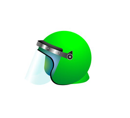 Vector illustration of a hard hat or helmet with transparent face protection	