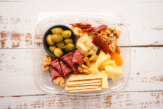 small assorted charcuterie board and crackers