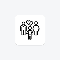 Happy Family icon, family, celebration, icon, joyful family line icon, editable vector icon, pixel perfect, illustrator ai file