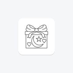 Eid Gifts icon, presents, celebration, icon, gift giving thinline icon, editable vector icon, pixel perfect, illustrator ai file