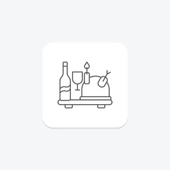 Festive Meal icon, celebration, food, icon, eid feast thinline icon, editable vector icon, pixel perfect, illustrator ai file