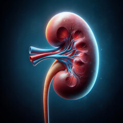 human kidney 3d renders realistic anatomy. human organ vector illustration