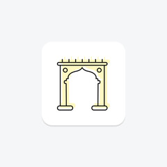 Islamic Arch icon, arch, architecture, icon, islamic architecture color shadow thinline icon, editable vector icon, pixel perfect, illustrator ai file