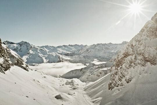 Beautiful winter mountain landscapes. Sankt Anton, Austria