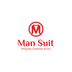 Man Suit M Letter Fashion Brand Logo.Tuxedo logo.Bow Tie Logo, Business suit logotype.Monogram