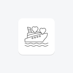 Love Boat icon, boat, love, romance, sea thinline icon, editable vector icon, pixel perfect, illustrator ai file