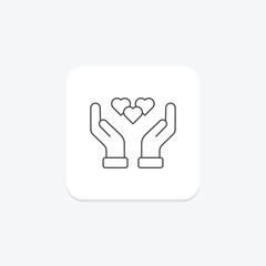 Holding Hands icon, hands, love, affection, connection thinline icon, editable vector icon, pixel perfect, illustrator ai file