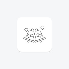 Love Bells icon, bells, love, romance, music thinline icon, editable vector icon, pixel perfect, illustrator ai file