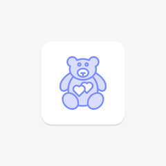 Teddy Bear icon, bear, love, plush toy, cuddly duotone line icon, editable vector icon, pixel perfect, illustrator ai file