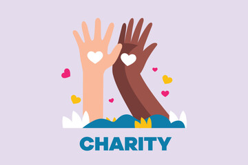 Volunteer activity concept. Colored flat vector illustration isolated.	