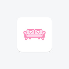 Love Seat icon, seat, love, furniture, romantic duotone line icon, editable vector icon, pixel perfect, illustrator ai file