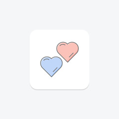 Heart icon, love, romance, symbol, passion lineal color icon, editable vector icon, pixel perfect, illustrator ai file