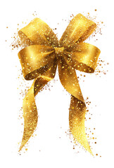 A glittery ribbon that sparkles in gold and looks fancy.