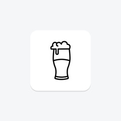Irish Pint Glass icon, pint glass, irish, symbol, beer line icon, editable vector icon, pixel perfect, illustrator ai file