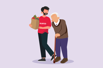 Volunteer activity concept. Colored flat vector illustration isolated.	